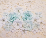 Набір квітів з тканини, світло м'ятний, 1,5 см - 5 см (18 шт.)