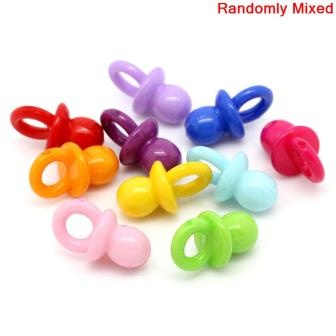 Акриловая подвеска "Соска", 21.0мм x 12.0мм, ассорти разных цветов, 10 шт.