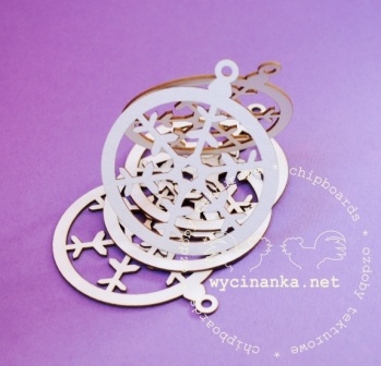 Чипборд від Wycianka - кульки з сніжинками, 5 дет.