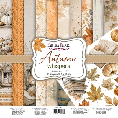 Набір паперу для скрапбукінгу Autumn Whispers 30.5x30.5см, 10 аркушів, ТМ Фабрика Декору