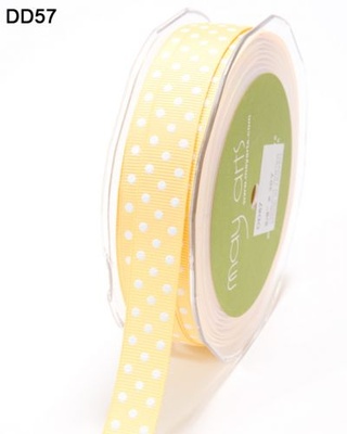 Стрічка Grosgrain/Dots, колір жовтий/білий, ширина 1, 6 см, 90 см