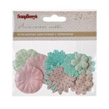 Набір паперових квіточок: 25мм, 30мм, 38мм, ангельське шеббі, 24шт.