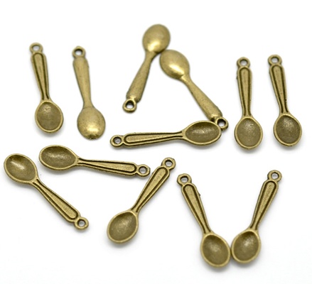 Металлическое украшение "Ложечка", античная бронза, размер 24х6 мм, 1 шт.