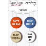 Скрап-фішки набір 4шт. Awaiting Christmas EN #359, ТМ Фабрика Декору