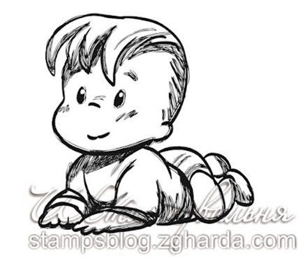 Акриловий штамп D020 Дитина, розмір 4,6х4,7 см