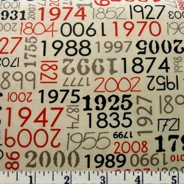 Тканина 100% бавовна - Дати і числа, 45x55см