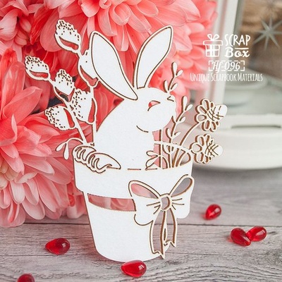 Чипборд ScrapBox - зайчик у горшці Hf-096