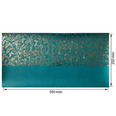 Відріз екошкіри з тисненням золотою фольгою Golden Butterflies Turquoise 50x25см, ТМ Фабрика Декору