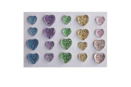 Клейові сердечки від ScrapBerryʼs, 20 шт., 8 і 10 мм., пастельні