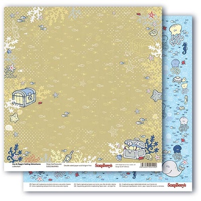 Набор бумаги для скрапбукинга от Scrapberry's - Морские приключения (8 двухст) УК, 30,5х30,5 см, 190 гр/м