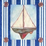 Серветка для декупажу "Вітрильник", колір фону: синій/білий, розмір: 33x33 см
