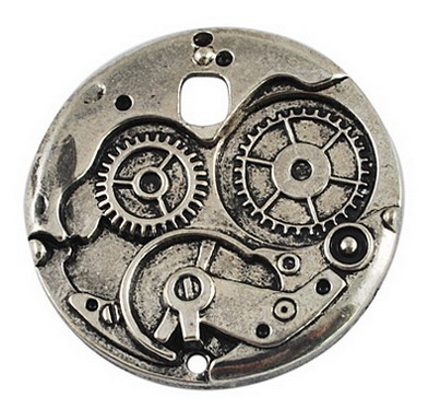 Металева прикраса "Часовий механізм", античне срібло, розмір 38x38 мм, 1 шт