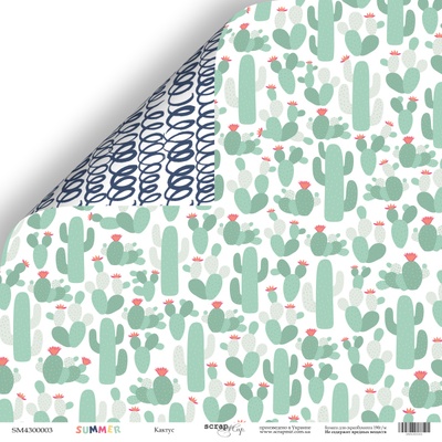 Аркуш двостороннього паперу Scrapmir - Кактус з колекції Summer, 30x30 см