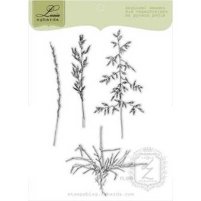 Набор акриловых штампов Lesia Zgharda Травинки з корінцем FL080, 4 шт