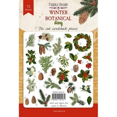 Набір висічок для скрапбукінгу, колекція Winter botanical diary 72 шт., ТМ Фабрика Декору