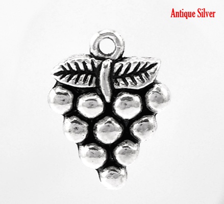 Металева прикраса/ підвіска "Виноград", 20x15мм, античне срібло, 1 шт.