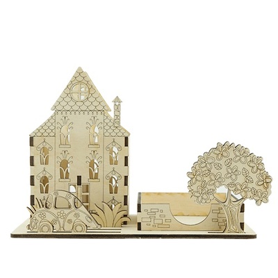 Заготовка ТМ Фабрика Декору - Дерев’яний органайзер "Старе місто" для олівців і паперу