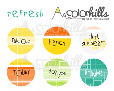 Набір паперу, фішок і штампів від Color Hills - колекція Refresh, 14 елементів