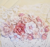 Набір квітів з тканини, рожево-пудровий, 2,5 см - 5 см, (18 шт.)