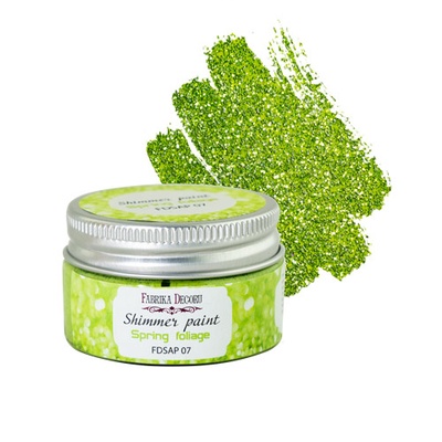 Фарба з глітером Shimmer paint, колір весняного листя, ТМ Фабрика Декору, 30 мл