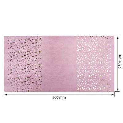 Відріз екошкіри з тисненням золотою фольгою Golden Stars Stars Flamingo, розмір 500мм х 250мм, ТМ Фабрика Декору