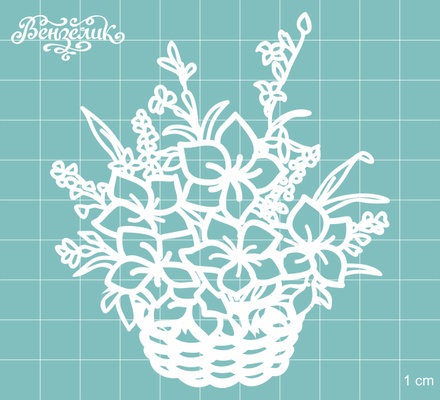 Чипборд від Вензелик - Кошик з квітами 04, розмір: 85x94 мм
