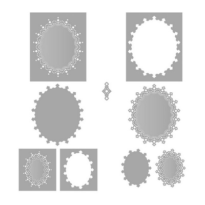 ЦІНУ ЗНИЖЕНО! Ніж для вирубки Tonic StudiOs-Simplicity Verso — Diamond Swing Oval Die Set, 5шт.ук