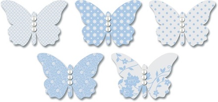 Бабочки из веллума с рисунком Jenni Bowlin Vellum Embellished Butterflies - Blue, 5 штук, цвет голубой