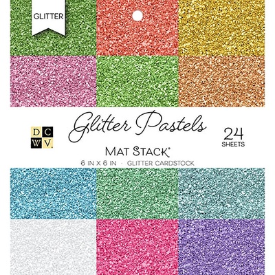 Набір кардстоку DCWV Glitter Pastels Solid, 15х15см, 24 аркуші, з глітером