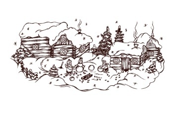 Акриловый штамп Christmas Stamp SR051 Новогоднее село, размер 9,3 * 4,4 см