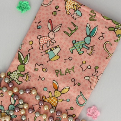 Бавовна, Зайчики на рожевому фоні, 45x55см