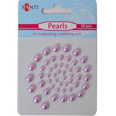 Набір перлин самоклейних ніжних-рожевий, 50 шт., ТМ Santi