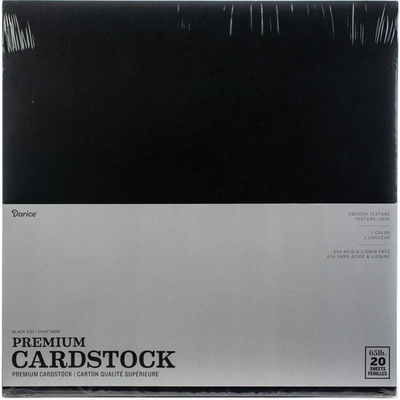 Набір кардстоку DCWV Core'dinations Darice Value Pack Smooth Cardstock, Black Cat, 30x30 см, 20 аркушів, чорний