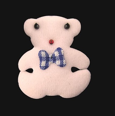 Прикраса з тканини "ведмедик", колір рожевий, розмір 4x4 см