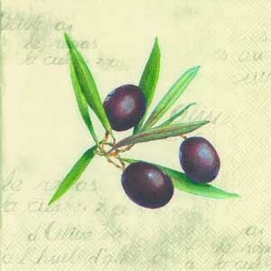 Серветка для декупажу "Гілочка оливи", колір фону: кремовий, розмір: 33x33 см