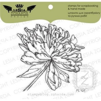 Акриловый штамп Lesia Zgharda FL121 Пион, размер 6,7х6,6 см