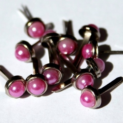 Набір брадсів Eyelet Outlet - Pearl Brad Brad Pink/Silver, колір рожевий, 5 мм, 10 штук