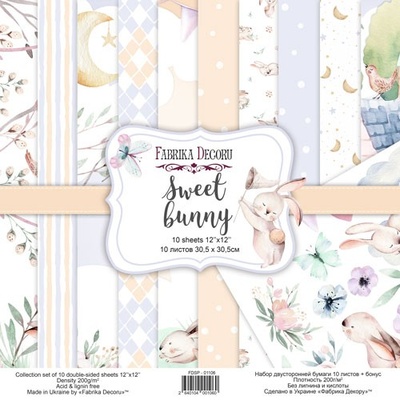 Набір скрап-паперу Sweet bunny 30,5x30,5см 10 аркушів, ТМ Фабрика Декору