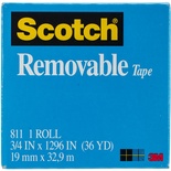 Скотч многоразового использования - Scotch ® Removable Tape .75", 19мм х 32,9 метров