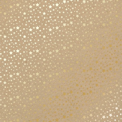 Аркуш одностороннього паперу з фольгуванням Golden stars Kraft, ТМ Фабрика Декору