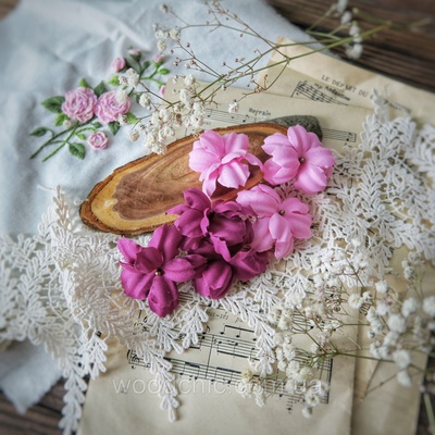 Набір квітів Фентазі, ожиновий - рожевий від WOODchic, 4,5см, 6шт.