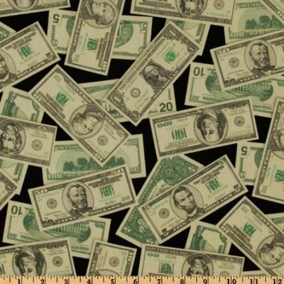 Ткань 100% хлопок - Доллары, 45х55 см