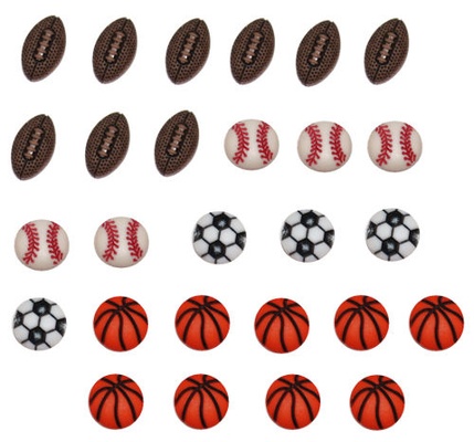 Набір декоративних ґудзиків Dress It Up - Tiny Sports Equipment