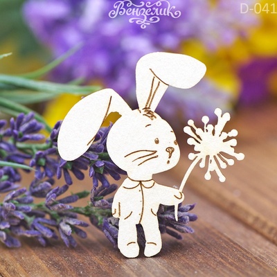 Чипборд от Вензелик - Зайчик с одуванчиком, 57*51 мм