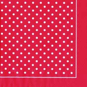 Серветка "Дрібний горошок з каймою", колір біло-червоний, 33x33см, 1 шт.