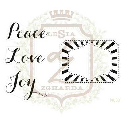 Набор акриловых штампов Lesia Zgharda N063 PEACE LOVE JOY + FRAME