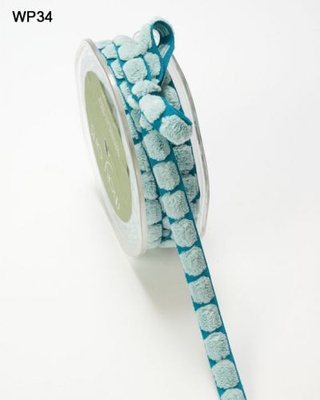 Стрічка CHENILLE/CENTER DOT, колір TURQUOISE/AQUA, ширина 9,5мм, довжина 90 см
