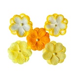 Братки, набор двойных цветов из шелковичной бумаги 5 шт., цвет желтый