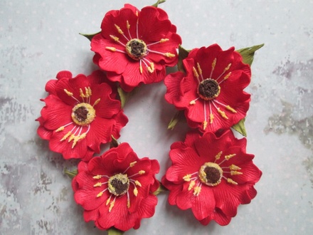 Дикий мак з фоамірану, діаметр 5см, колір червоний, 1 шт.