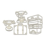 Набір чіпбордів Старинні телефони і валізи 670, 10x15см, колір молочний, ТМ Фабрика Декору